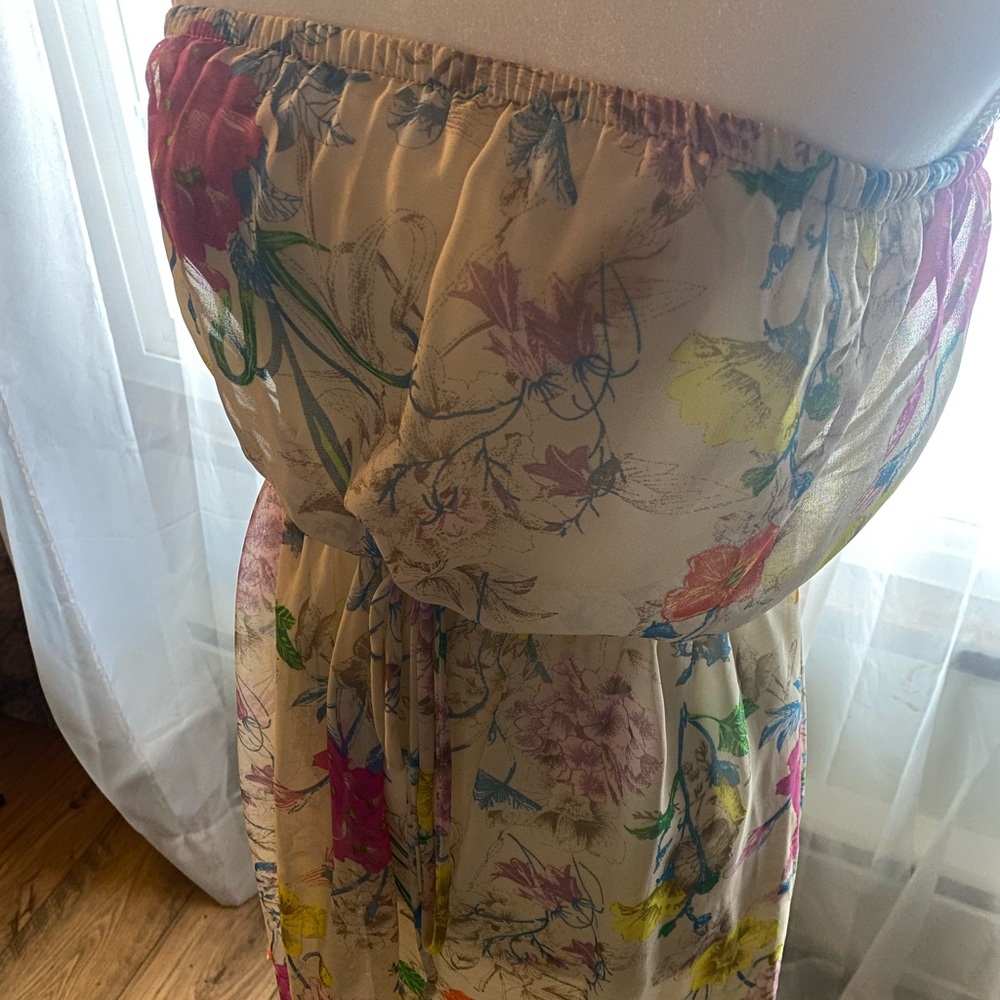 Sheer light yellow, floral dress